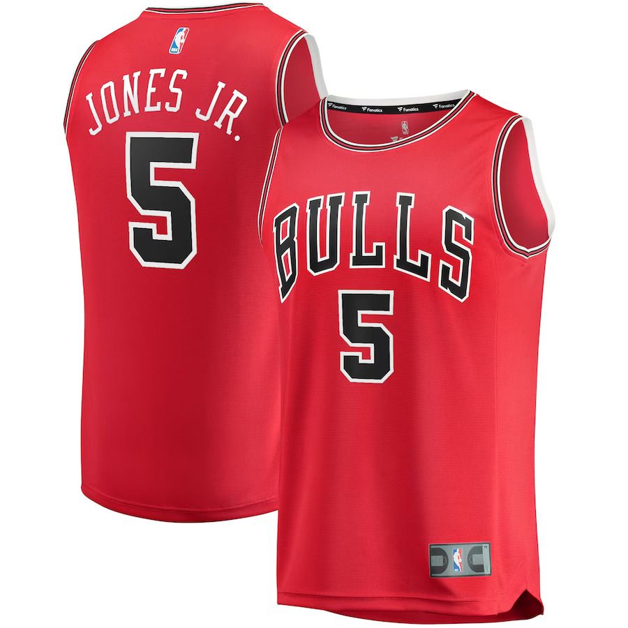 Men Chicago Bulls 5 Derrick Jones Jr Fanatics Branded Red Fast Break Replica NBA Jersey